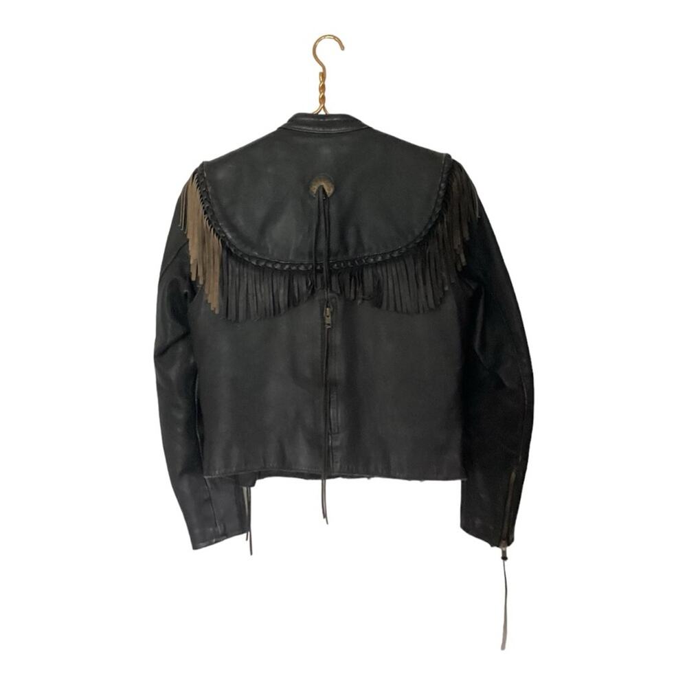 Y2K Harley-Davidson Willie G Leather Angel Wings Fringe Motorcycle Jacket 36 | S - Picture 5 of 8
